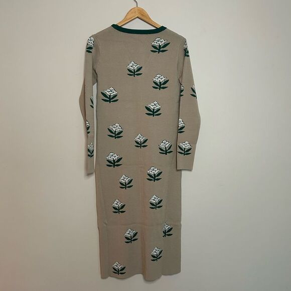 RHODE Avery Floral Button Front Knit Midi Sweater Dress Size XL - Picture 10 of 11